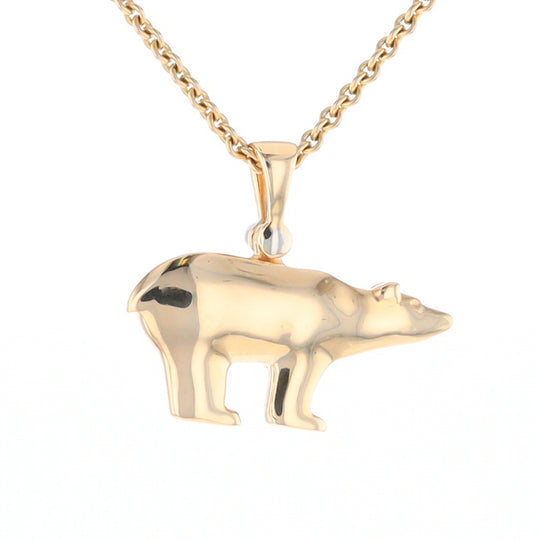 Gold Quartz Inlaid Polar Bear Pendant