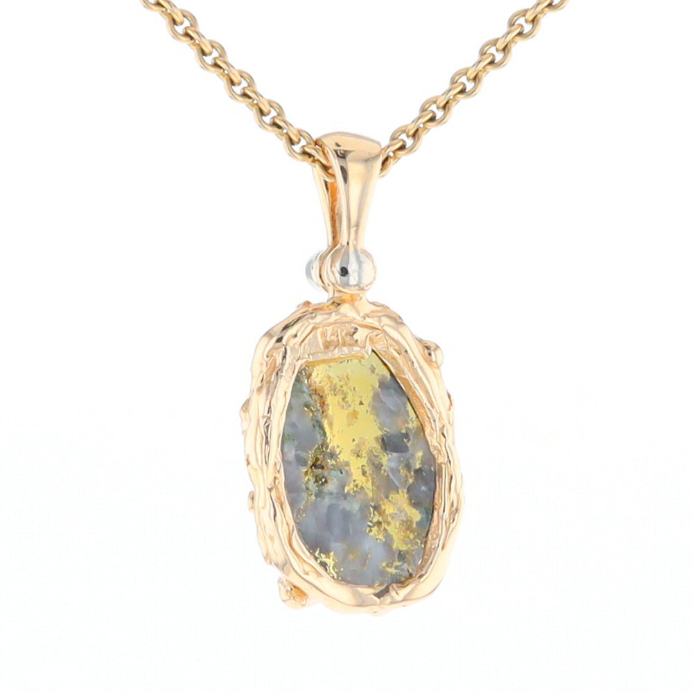 Serpentine & Gold Quartz Freeform Pendant