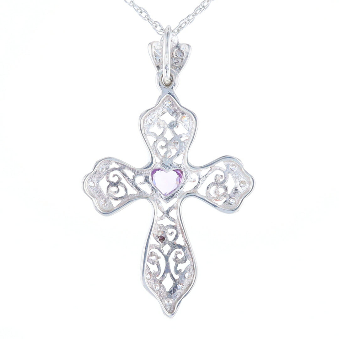 Heart Amethyst Cross Pendant