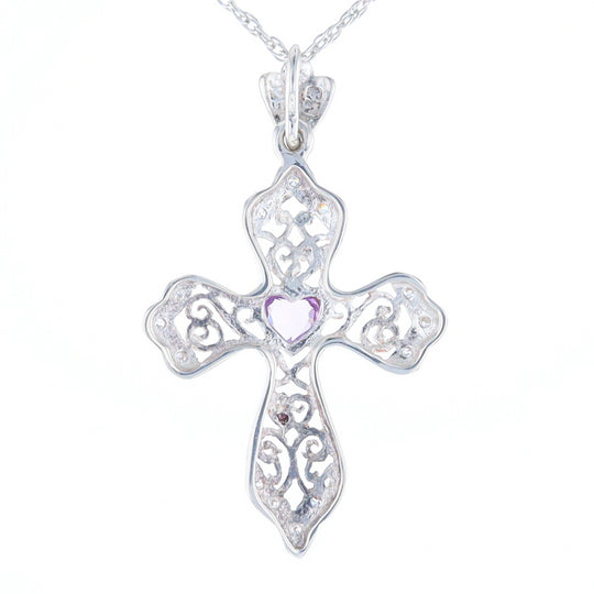 Heart Amethyst Cross Pendant