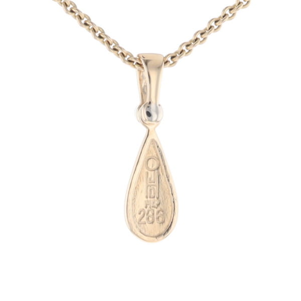 Gold Quartz Pendant Tear Drop Inlaid Design with .02ct Diamond