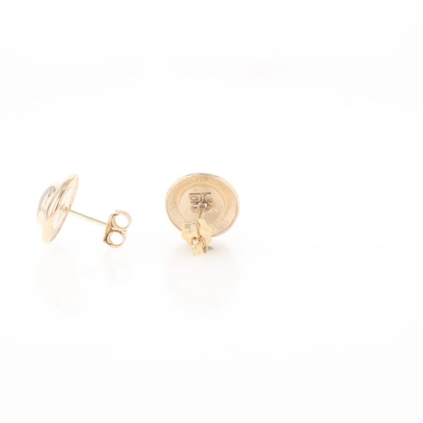 Gold Quartz Earrings Round Inlaid Design