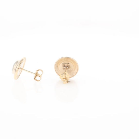 Gold Quartz Earrings Round Inlaid Design