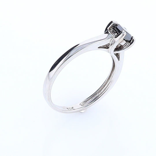 Princess Cut Black Diamond Solitaire Engagement Ring White Gold
