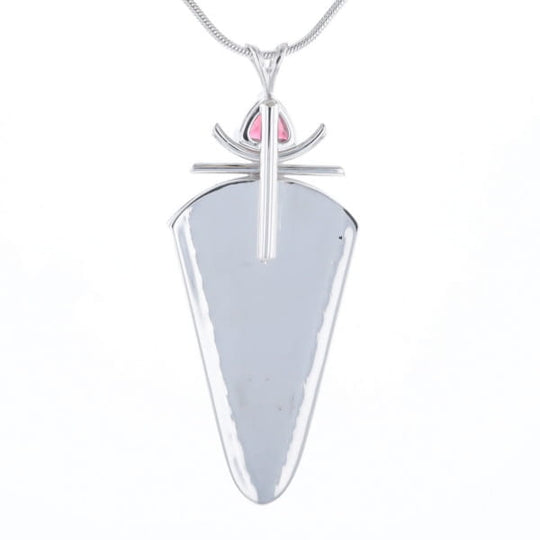 Druzy Quartz & Pink Trillion Tourmaline Necklace