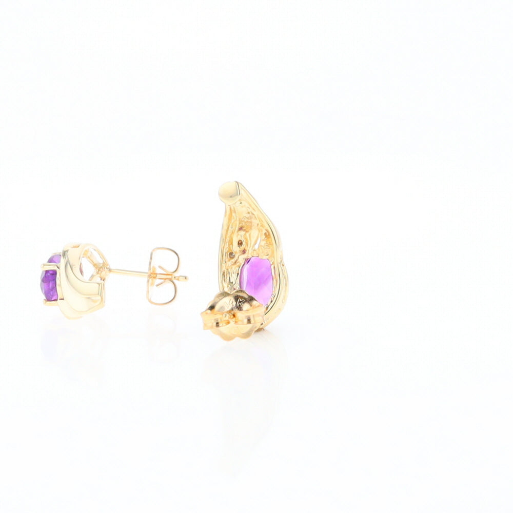 Amethyst and Diamond Pear Shaped Earrings