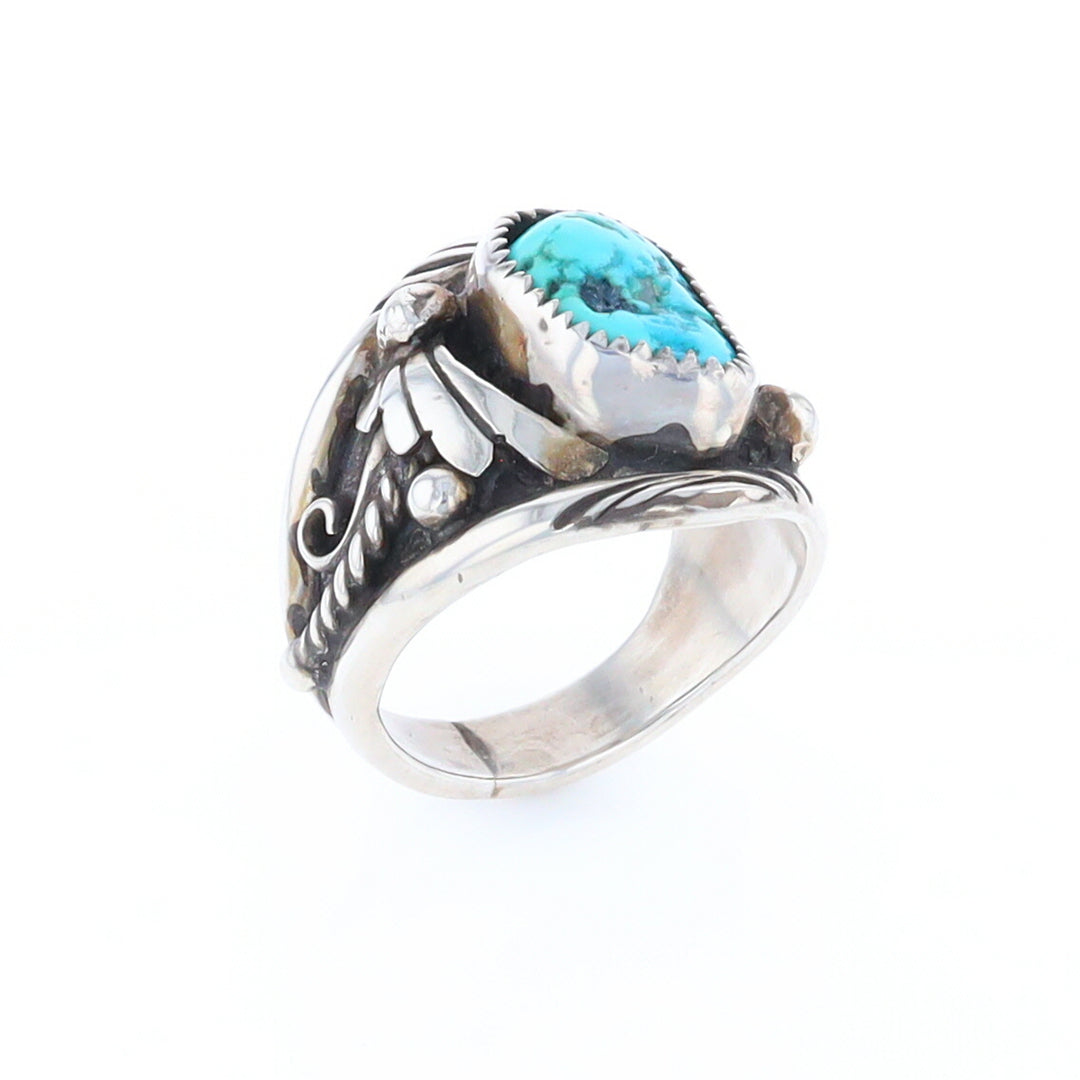 Navajo Turquoise and Feather Design Ring