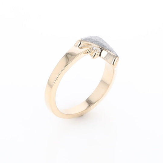 Meteorite Ring Boat Sail Inlaid Design with .04ctw Round Diamond