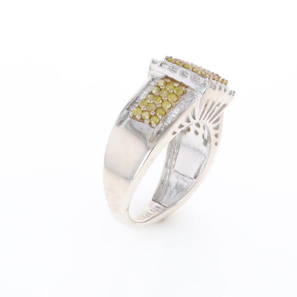 Yellow and White Diamond Filigree Design Ring