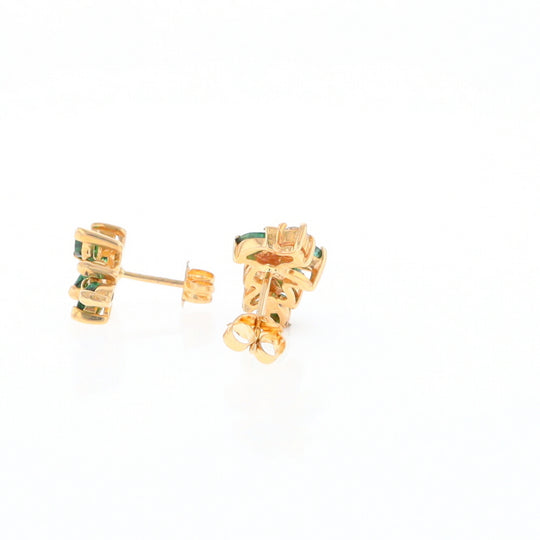 Marquise Emerald Cluster Stud Earrings