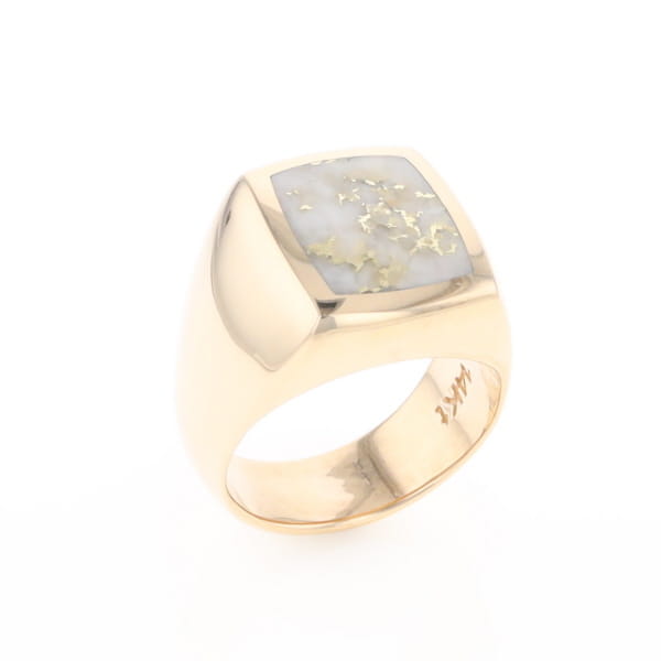 Natural Gold Quartz Men's Ring