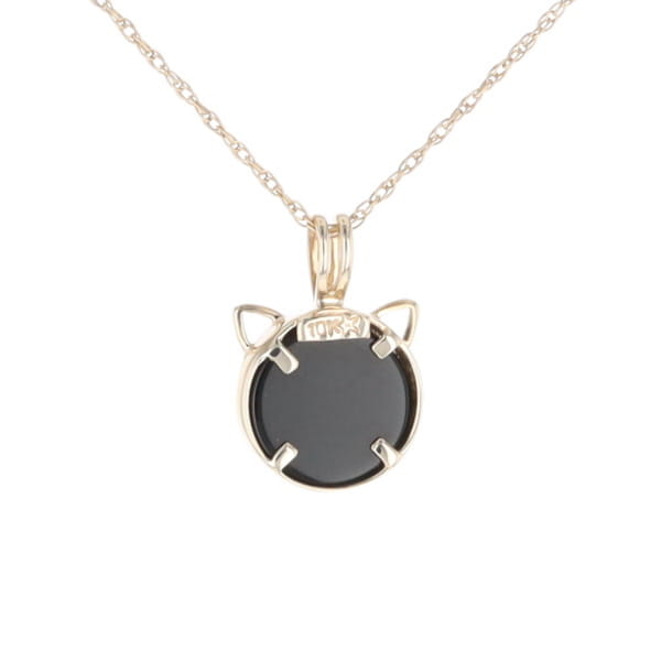 Onyx Cat Pendant with Diamond Eyes