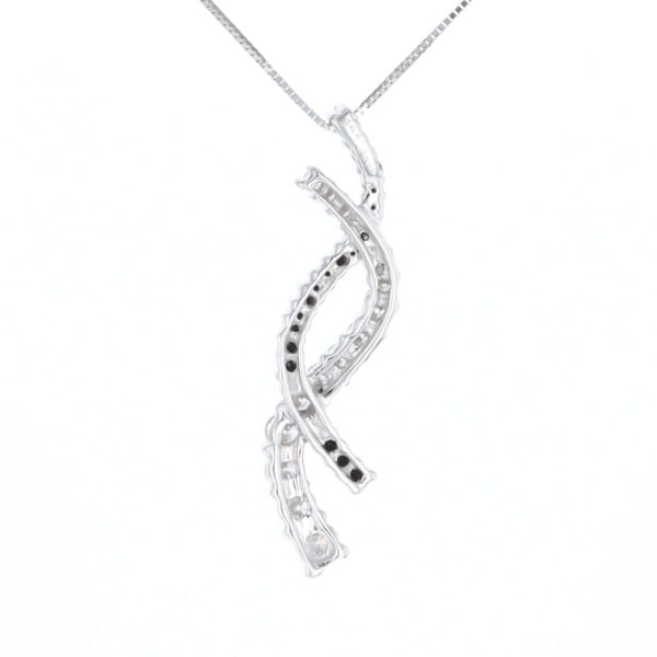 Ribbon Necklace With Black and White Diamonds