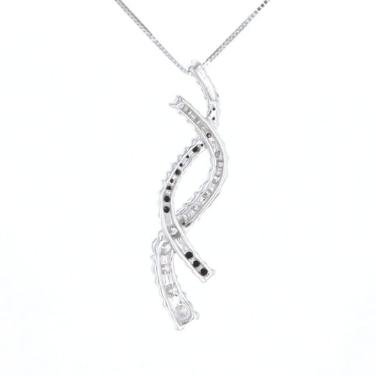 Ribbon Necklace With Black and White Diamonds