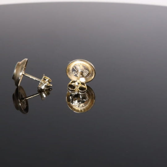 Opal Earrings Round Inlaid Design Studs