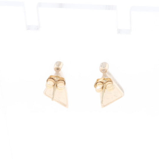 Gold Quartz Earrings Triangle Shape Inlaid with .04ct Round Diamonds - G2