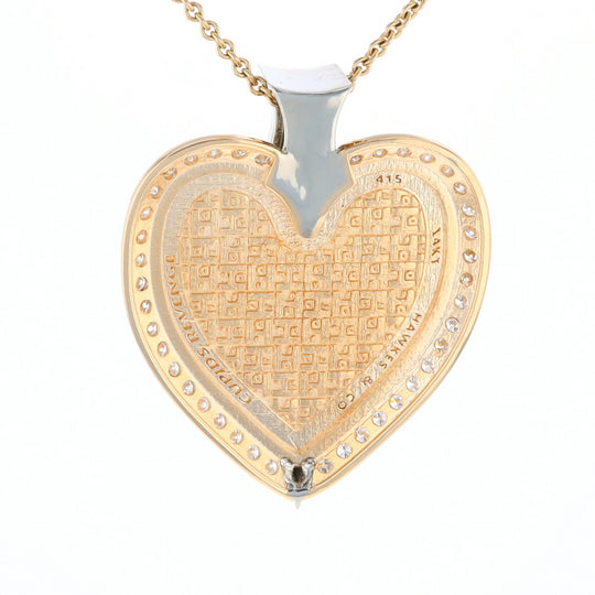 Gold Quartz Necklace Cupid's Revenge 2.24ctw Diamonds Heart Pendant (G1)