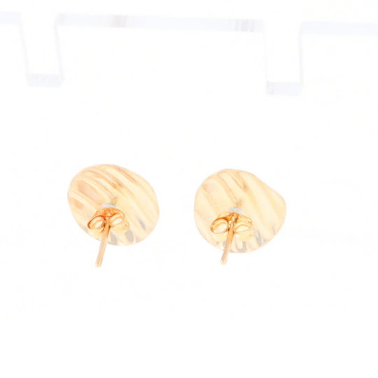 Gold Scorred Disc Stud Earrings