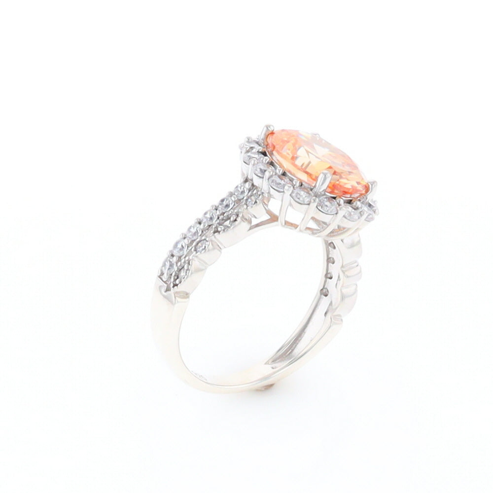 Peach Imitation Topaz Halo Ring