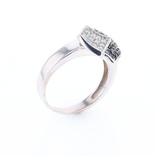 Double Pavé Black and White Diamond Ring