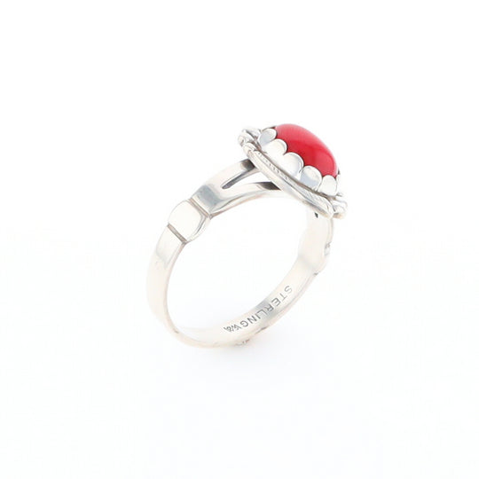 Native American Oval Coral Ring