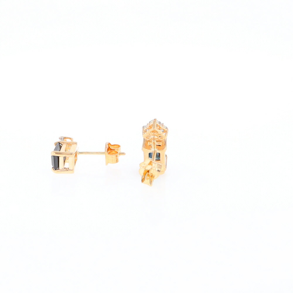 Rectangle Blue Sapphire Stud Earrings