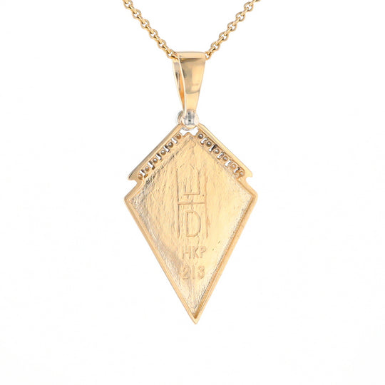 Gold Quartz Kite Shape Inlaid Pendant with .27ctw Diamonds