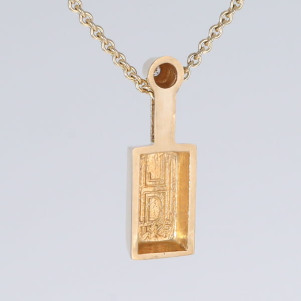 Opal Pendant Rectangle Inlaid Design with .04ctw Round Diamond