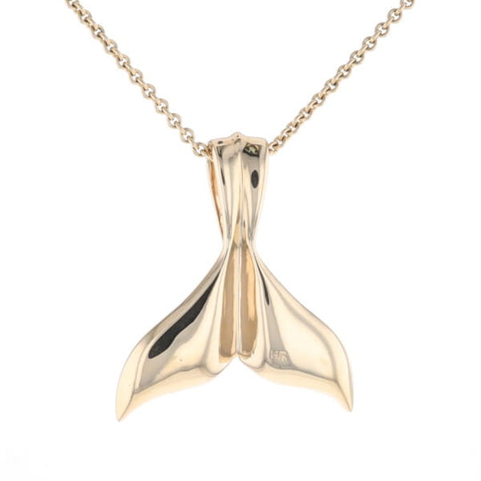 Whale Tail Necklaces Natural Gold Quartz and Nuggets Inlaid Pendant