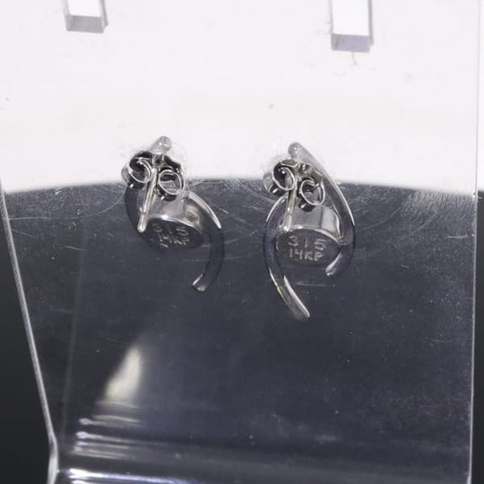 Opal Earrings Round Inlaid Double Curved Bar Design Studs
