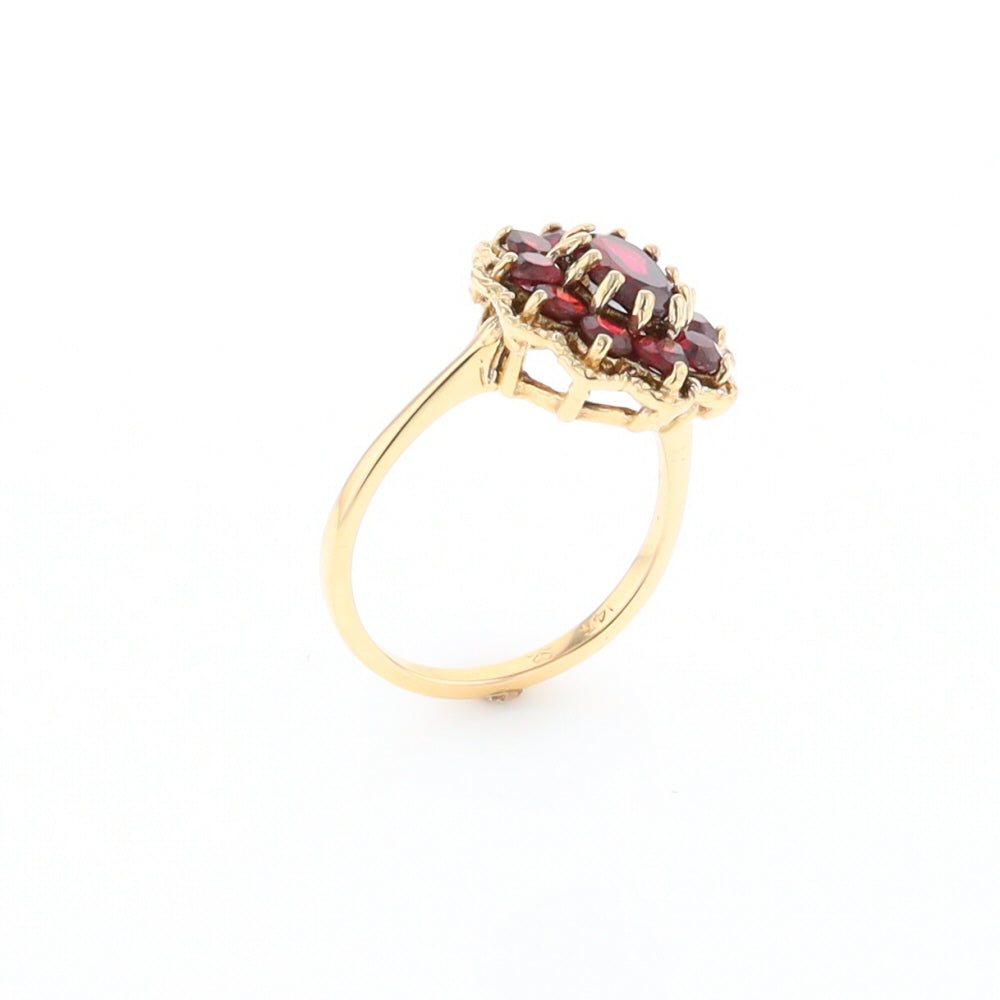 Floral Cluster Garnet Ring