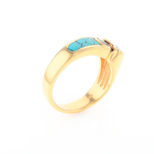 Turquoise Inlaid Ring with Sapphire and 0.23ctw Diamonds