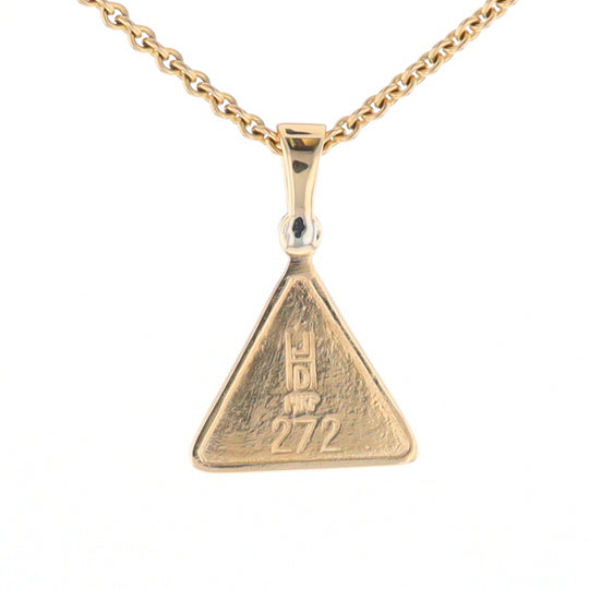 Gold Quartz Necklace Triangle Inlaid Pendant with .02ct Diamond