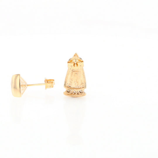 G1 Gold Quartz Earrings Triangle Shape Inlaid Design with .12ctw Diamonds