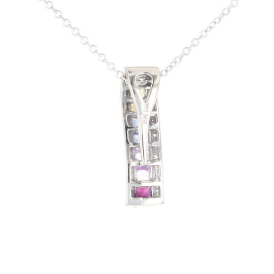 Multi-color Sapphire Necklace with Diamond Accents