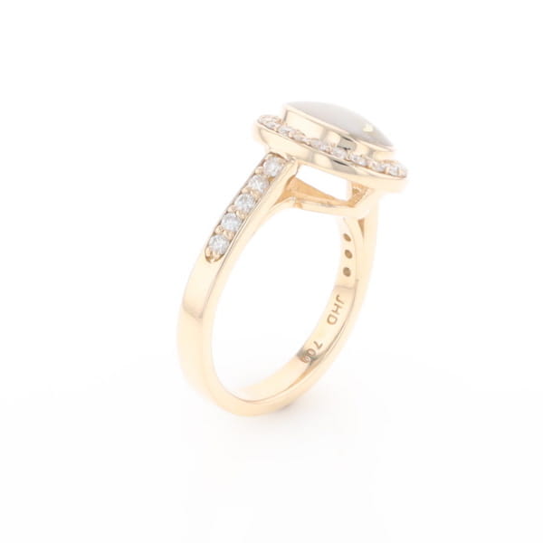Oval Gold Quartz Inlaid Ring with 0.65ctw Diamond Halo