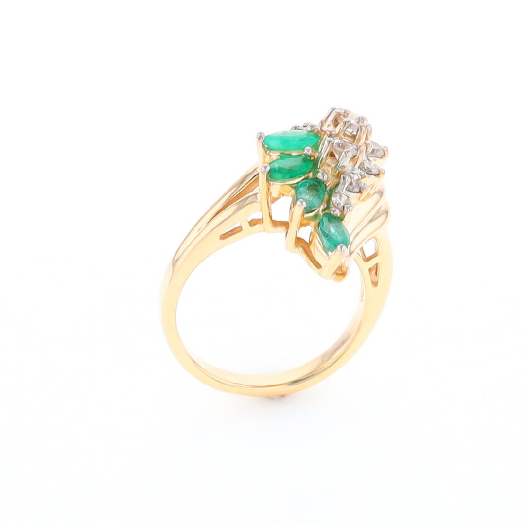 Emerald and Diamond Cluster Ring