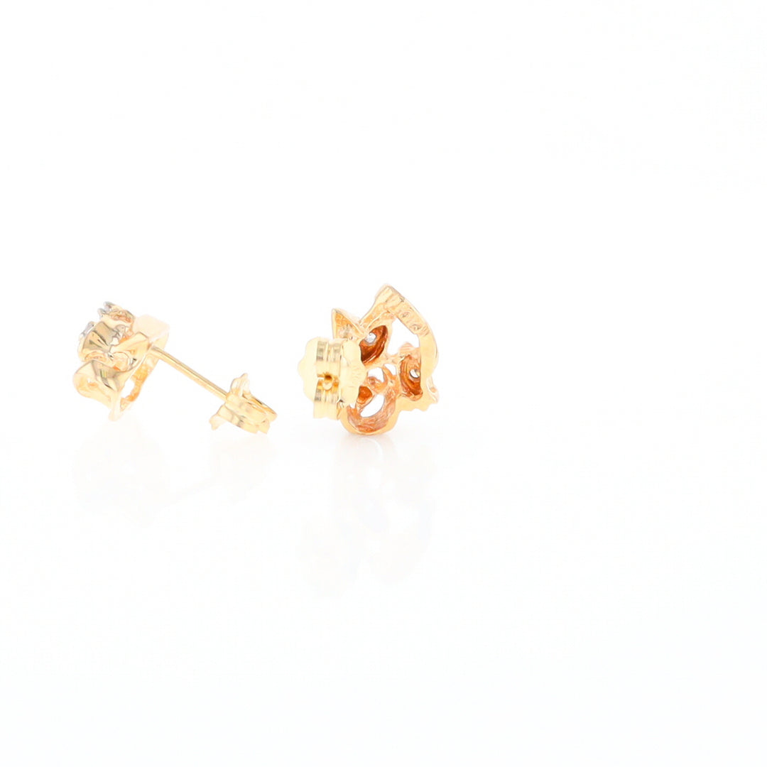 Diamond Leaf Stud Earrings