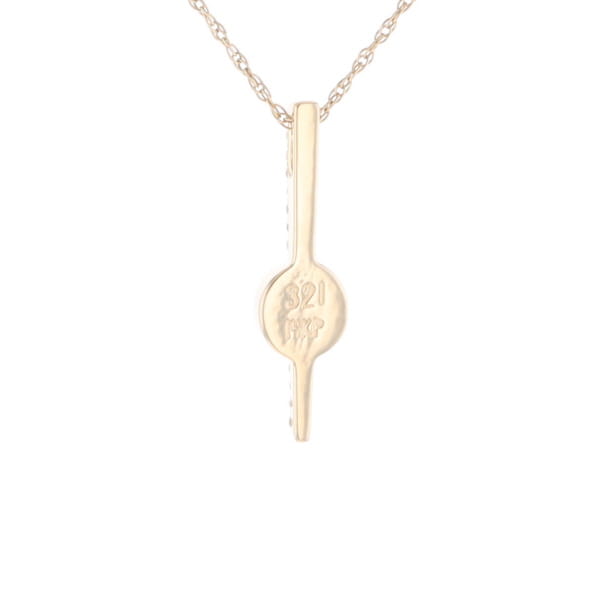 Diamond Bar Gold Quartz Round Inlaid Pendant G2