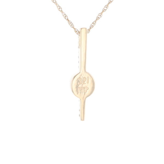 Diamond Bar Gold Quartz Round Inlaid Pendant G2