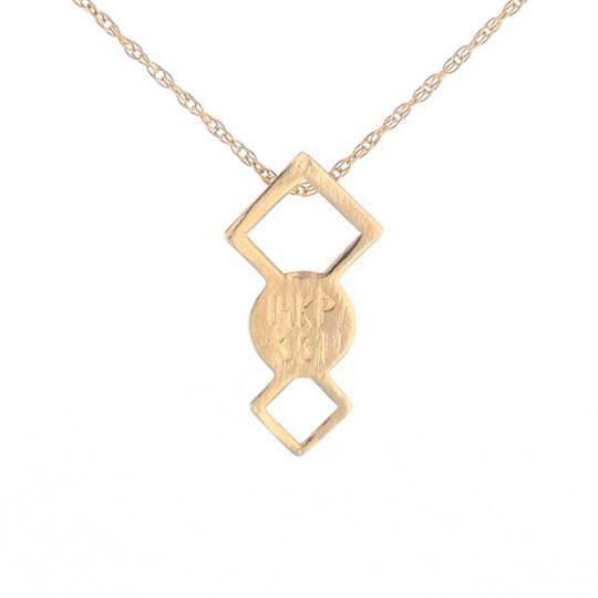 Gold Quartz Round Inlay Double Diamond Design Pendant