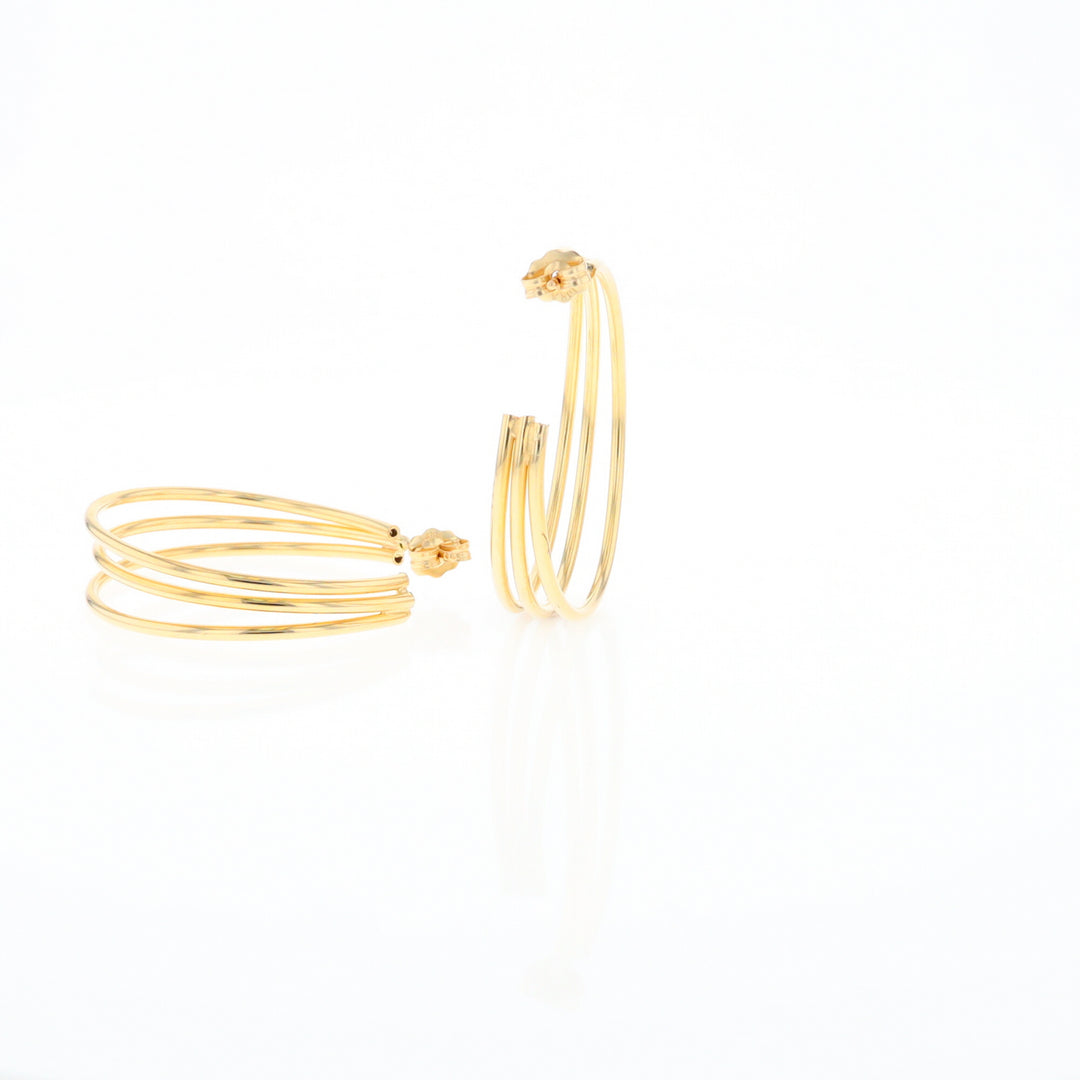 Three Bar Gold Hoop Earrings