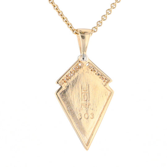 Gold Quartz Kite Shape Inlaid Pendant with 0.19ctw Diamonds (G1)