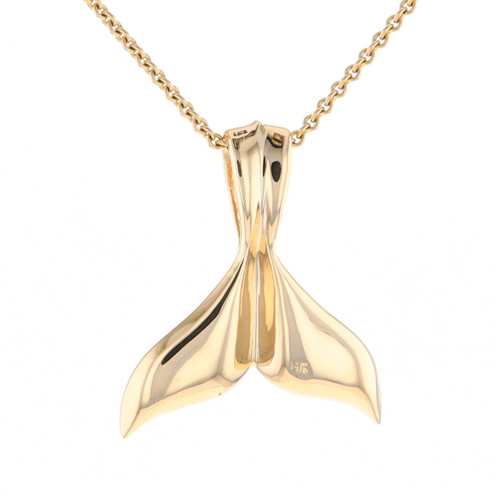 Whale Tail Necklaces Natural Gold Quartz Inlaid Sea Life Pendant