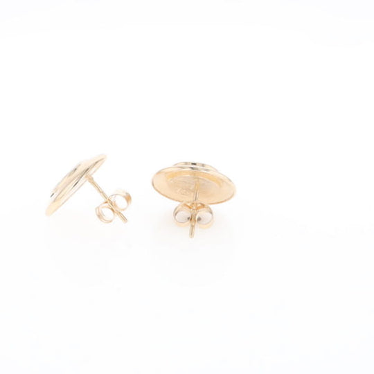 Superior Quality Gold Quartz Inlaid Circle Stud Earrings