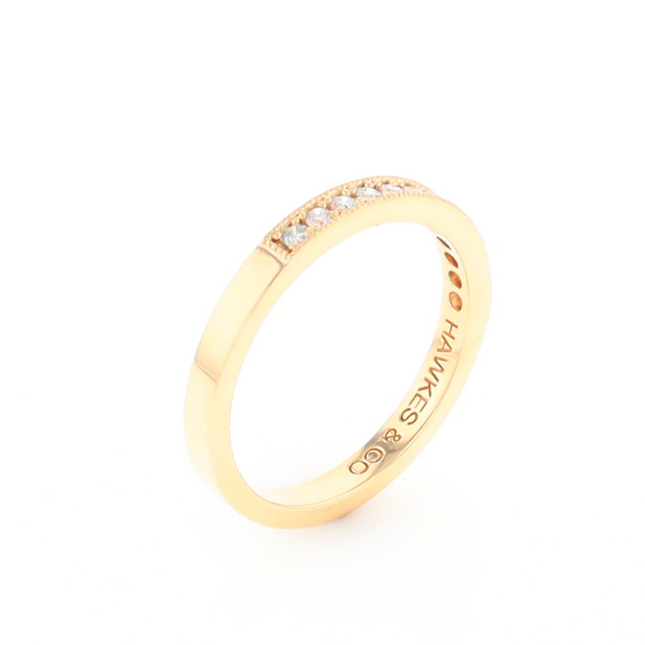 Yellow Gold Milgrain Diamond Wedding Band