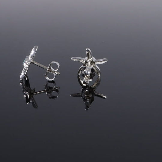 Opal Earrings Inlaid Realistic Star Fish Design
