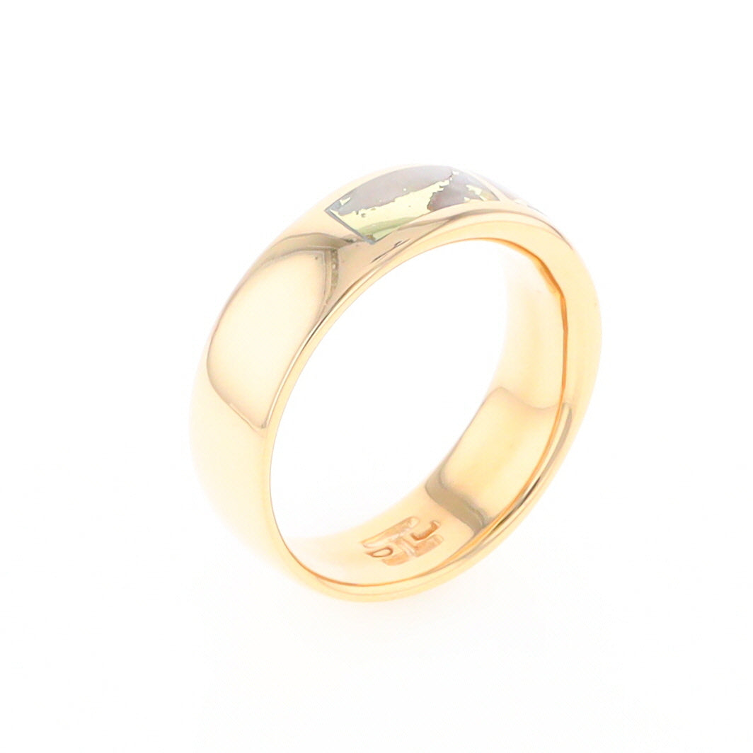 Gold Quartz Ring 3 Section Rectangle Inlaid Band