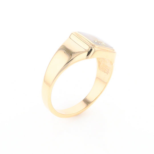 Gold Quartz Ring Square Inlaid Design