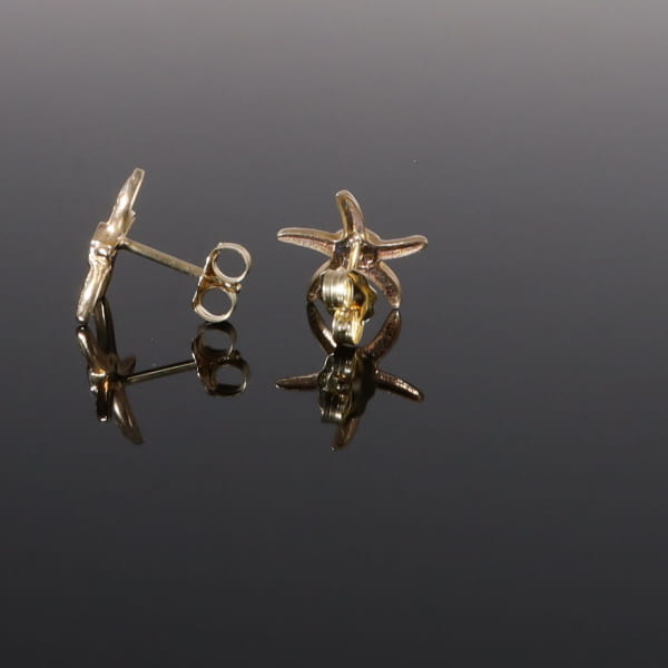Opal Earrings Inlaid Realistic Star Fish Design Studs